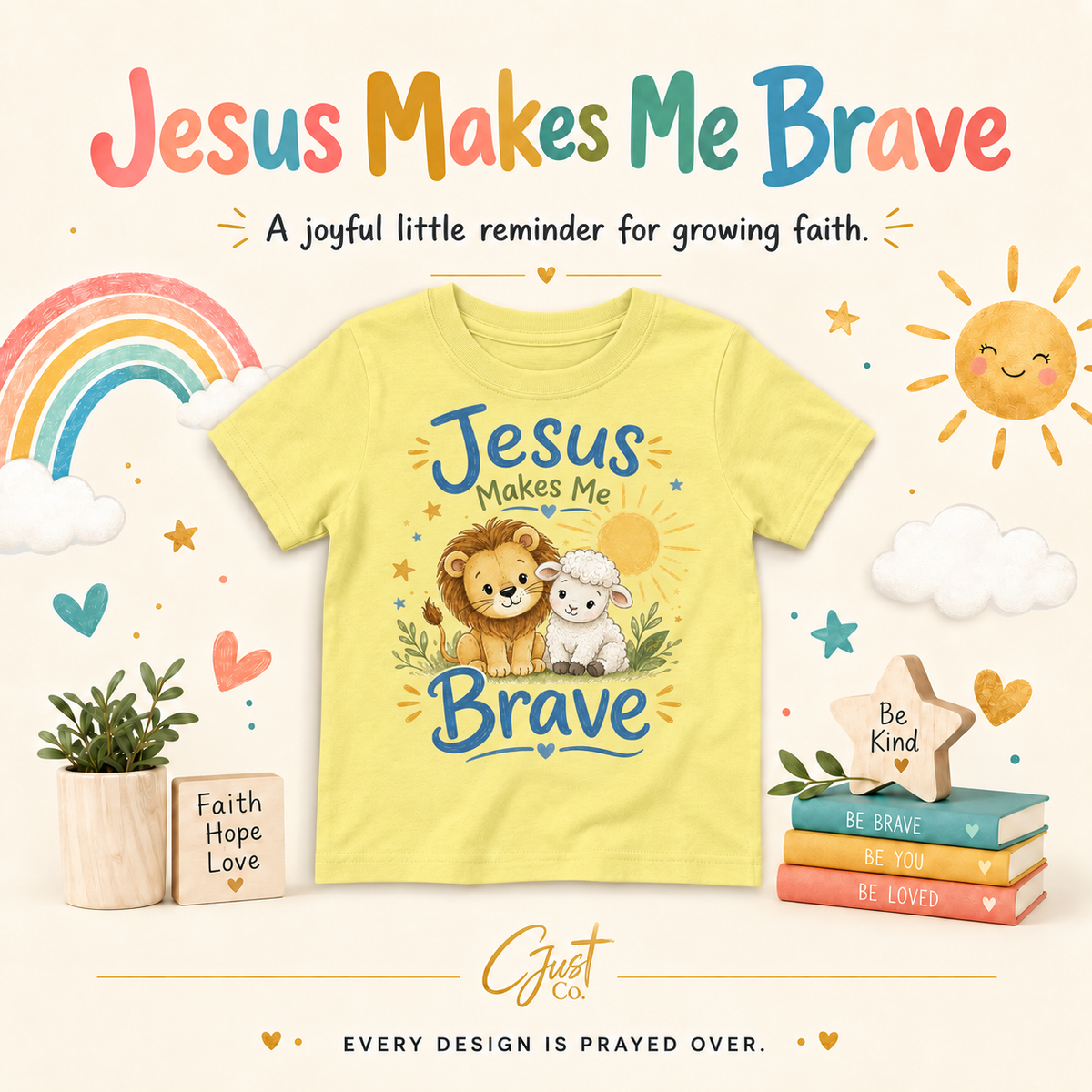 Jesus Makes Me Brave — Boys’ Port & Company Youth Fan Favorite Tee