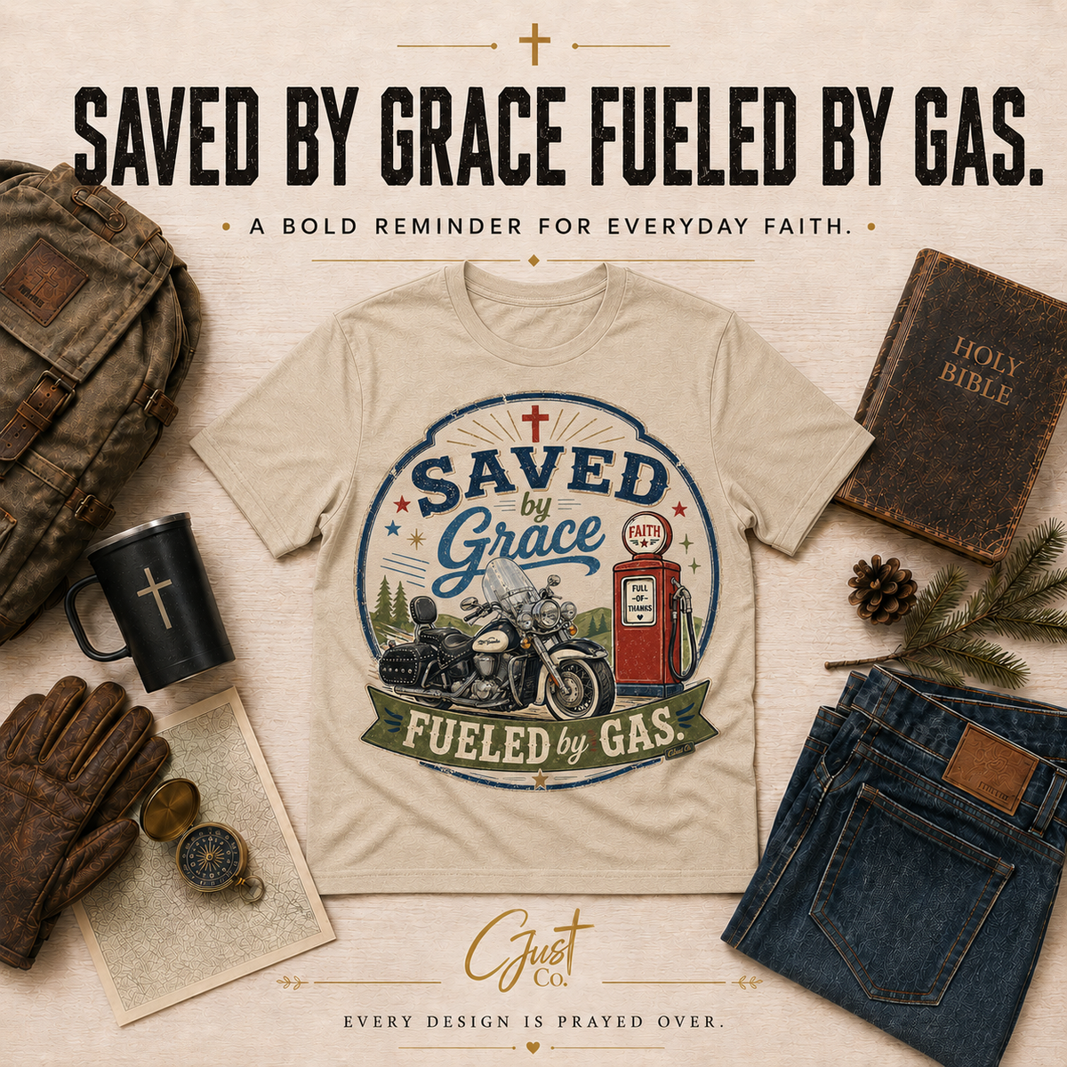 Saved by Grace Fueled by Gas — Men’s District Tee