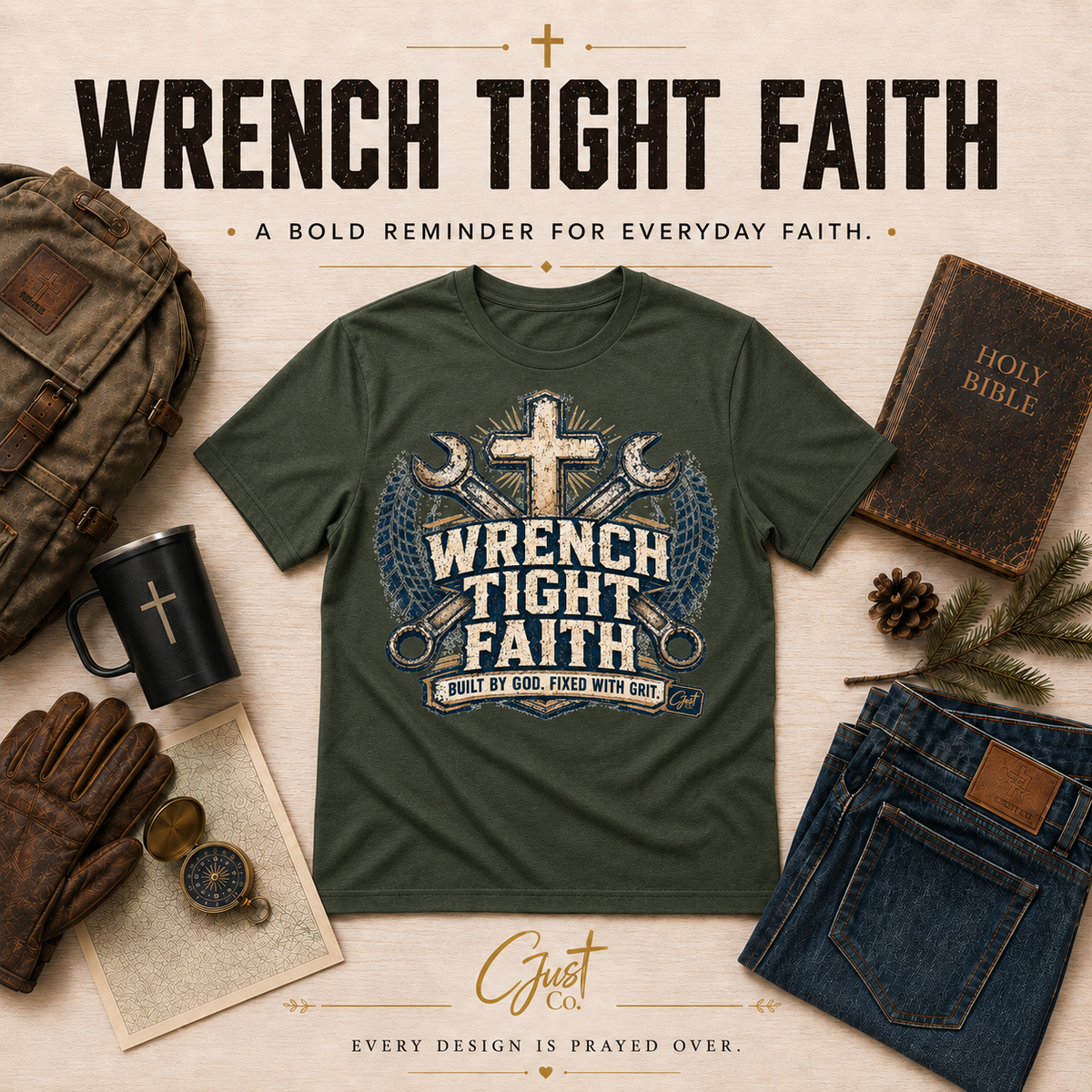 Wrench Tight Faith — Men’s District Tee